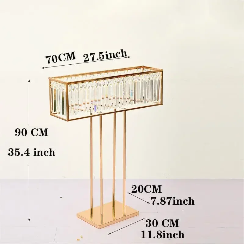 Wedding centerpiece acrylic flower stand, main table decoration, street sign, electroplated gold, party event, 2 pieces