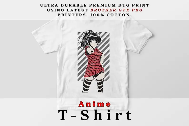 

Anime Girl T-Shirt, Manga Style, Otaku Gift Ponytail, Anime Clothing Graphic, waifu cotton tee, Graphic T, Anime Shirt, Japanese