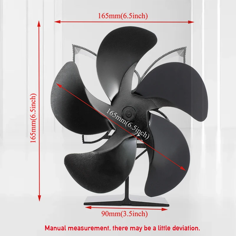 5 Blades Heat Powered Stove Fan Log Wood Burner Eco Friendly Fan Quiet Home Black Fireplace Fan Efficient Heat Distribution New