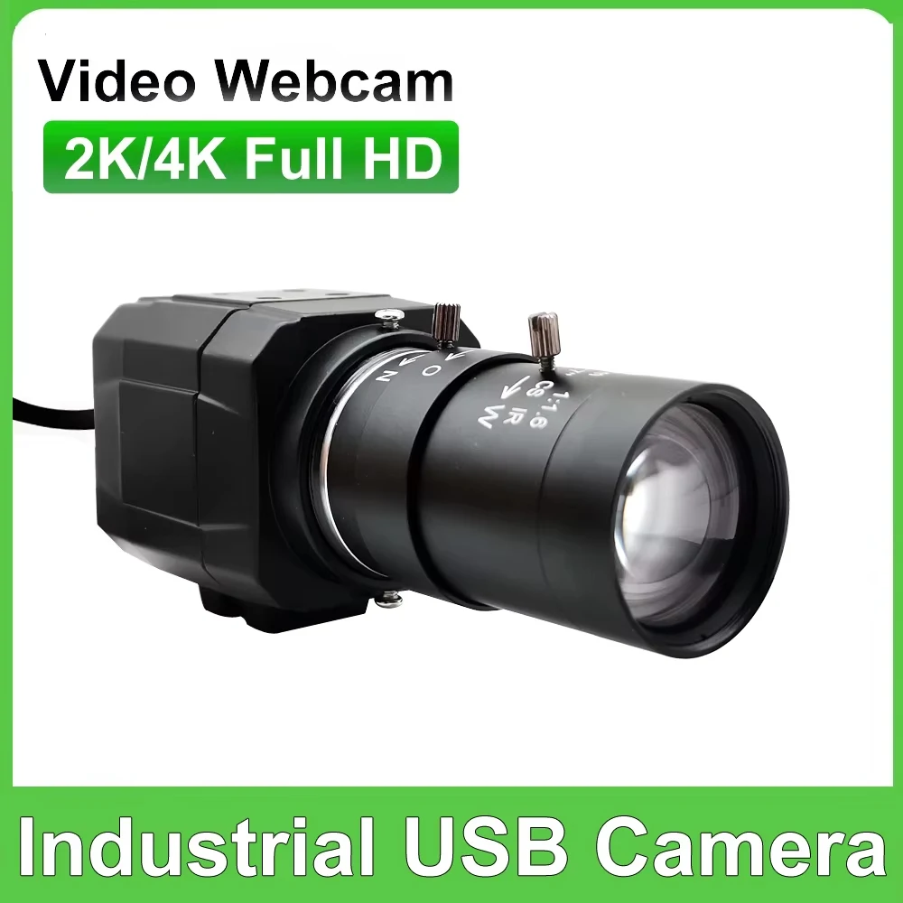 

HD 4K USB Webcam With 2.8-12mm Varifocal Zoom Lens 2K 4MP PC Usb Video Camera UVC OTG Plug And Play For Live Streaming