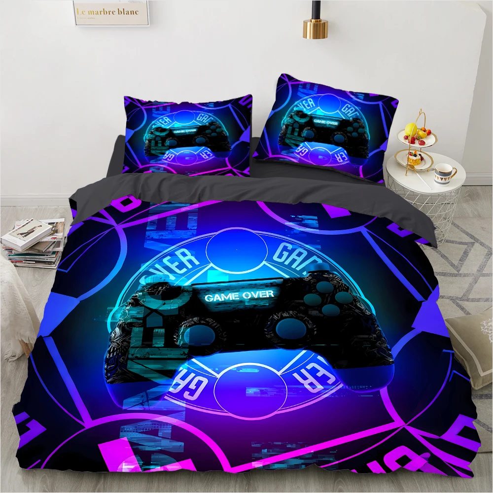 3D Game Controller Duvet Cover Set Bed Linen 2/3PCS 220x240cm Soft Microfiber Kids Bedding Set Queen 140x200 Machine Washable