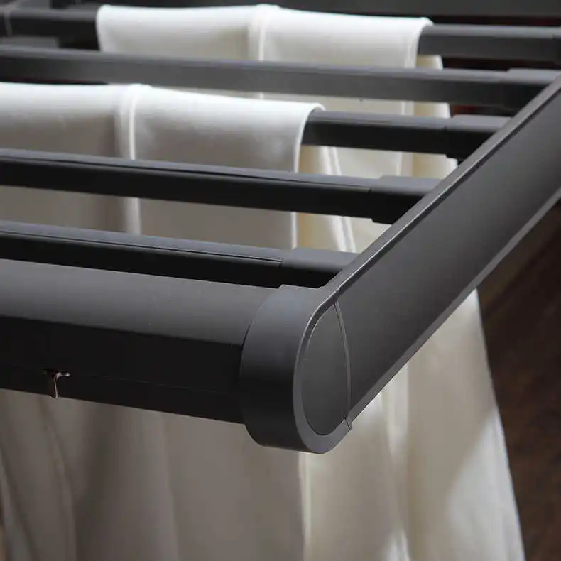 Cloakroom multi-functional pull-up pants rack wardrobe pull basket telescopic push-pull frame with damping storage pants clip
