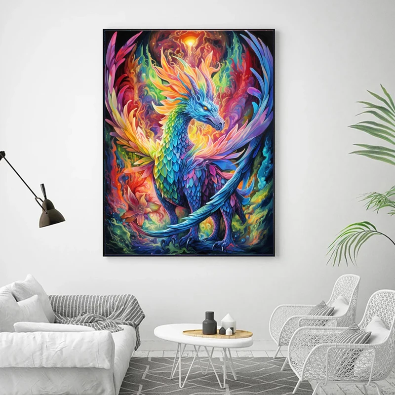 Animal Crystal Diamond Painting Cross Stitch Dragon 2024 New Fairy Dust Drill Diamond Mosaic Rhinestones Picture Home Decor Gift