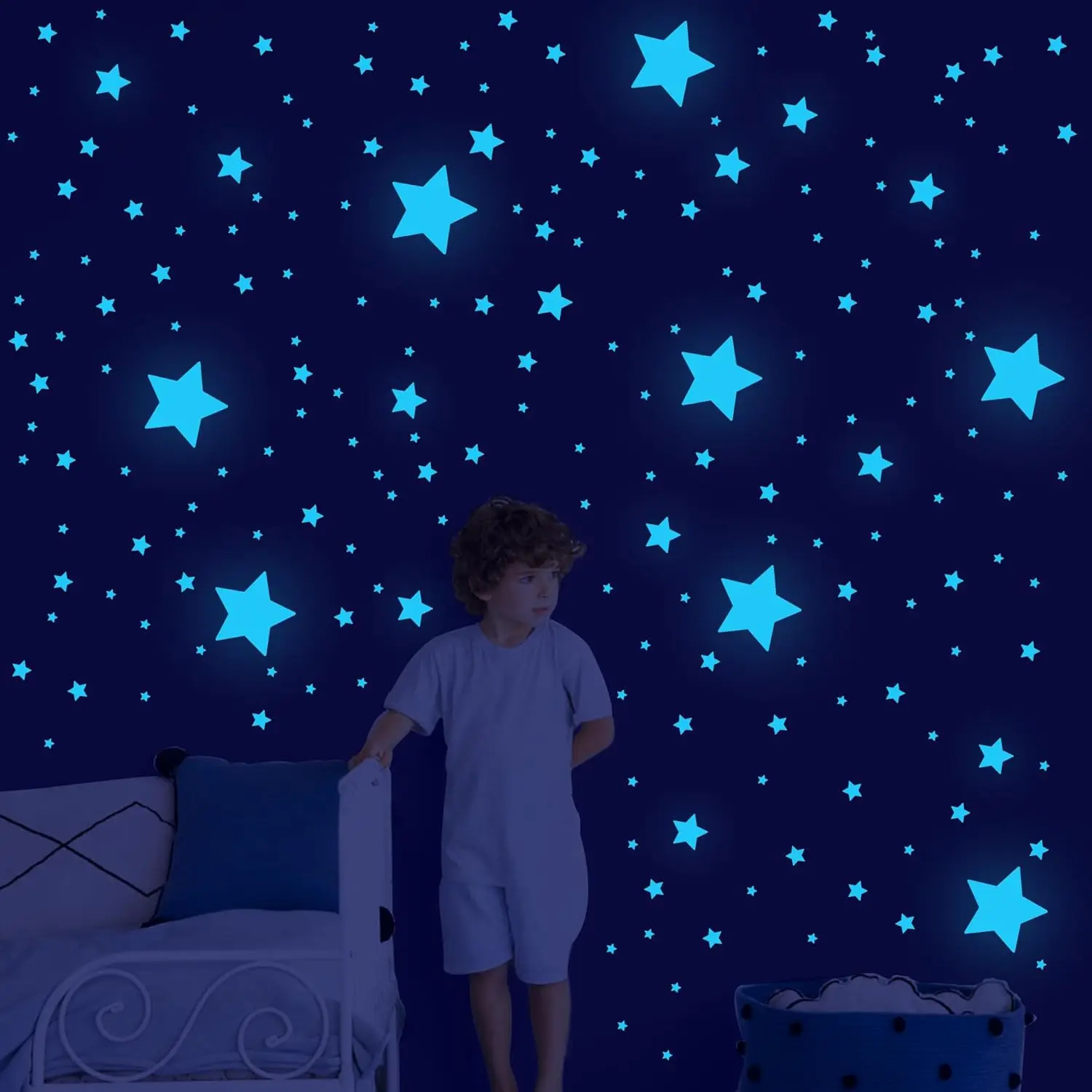 4 Blatt im Dunkeln leuchtende Sterne, Deckensticker, leuchtende Sterne im Dunkeln, Weltraum, Planeten, Universum, Galaxie, Wandaufkleber, im Dunkeln leuchtende Wandsticker – Detail 7