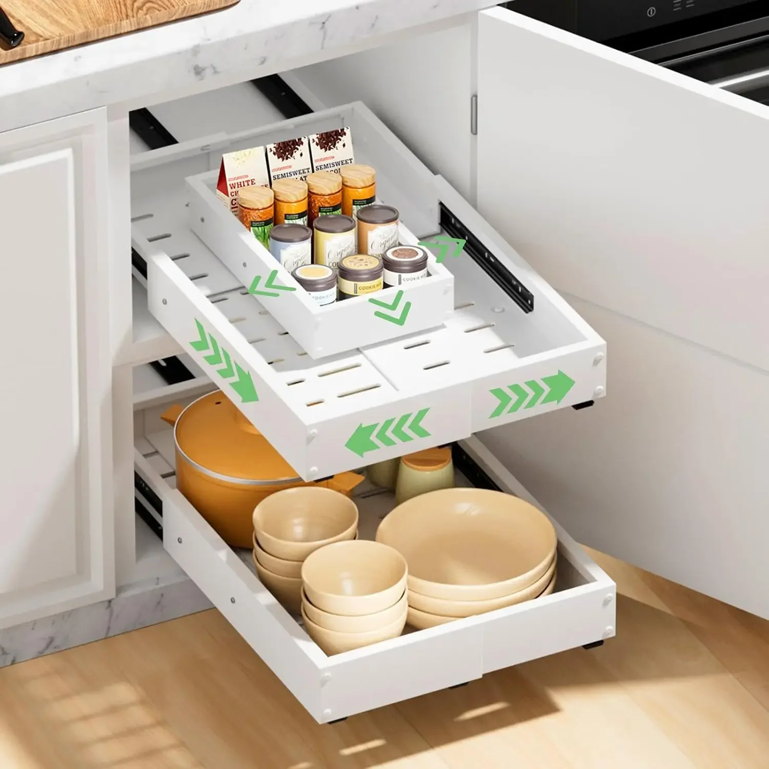 2 Pack Pull out Cabinet Organizer, Width (10