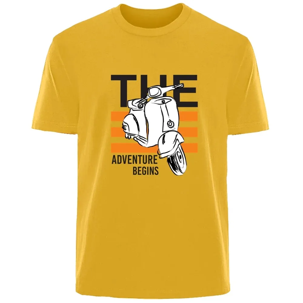 

Summer Men's Scooter Printed Pure Cotton O-neck T-shirt Loose Breathable Sweat Wicking Sports Shirt Casual Street Versatile Top
