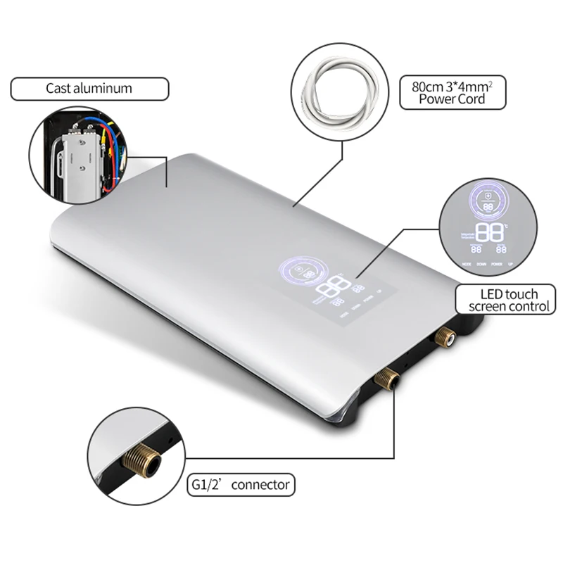 Cast Aluminum Instant Electric Water Heater Built-in Electric Wall Cast Aluminum Heating element Tankless Shower Water Heaters