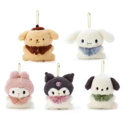 Kawaii Sanrio peluş kolye Kuromi Cinnamoroll Pompompurin karikatür oyuncaklar dekorasyon sevimli Anime periferik