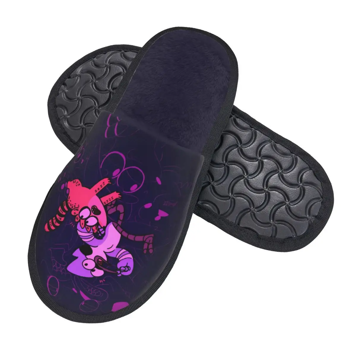 Custom R-Regular Show Soft Memory Foam House Slippers Women Funny Cartoon Comfy Warm Anti-skid Sole Slipper