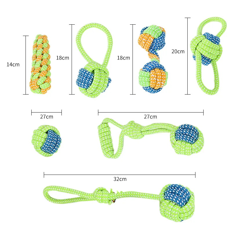 7PCS/PACK Dog Toys for Large Small Dogs Toy Interactive Cotton Rope Dog Toys Ball for Dogs Accessories Toothbrush Chew Puppy Toy