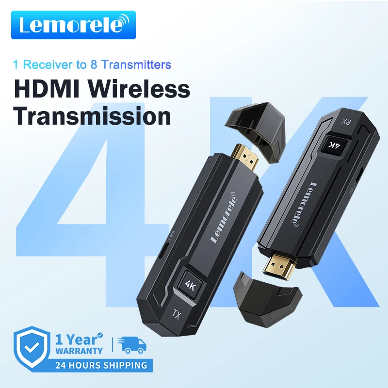Lemorele 4K Wireless HDMI Transceiver Video Transmitter Receiver Extender Kit for Camera PC Laptop Monitor Projector HDTV