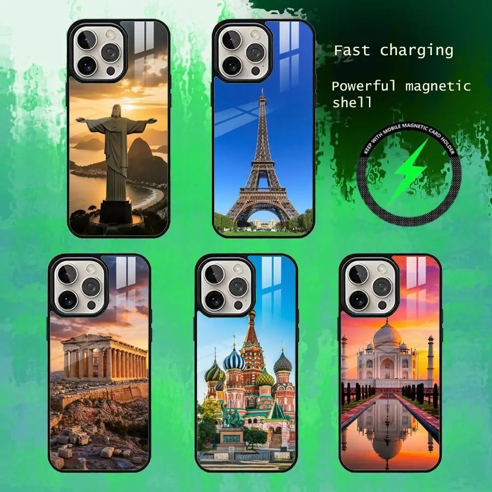 

World Famous Landmarks Phone Case For iPhone17,16,15,14,13 Plus,Pro Max Magnetic For Magsafe Wireless Charging