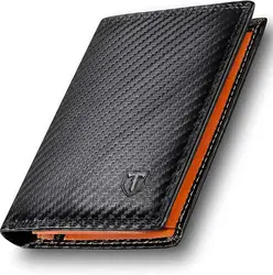 Stylish Men's Wallet RFID Blocking Wallet, Credit Card Holder, Coin Purse, Bi-fold Carbon Fiber Leather Wallet