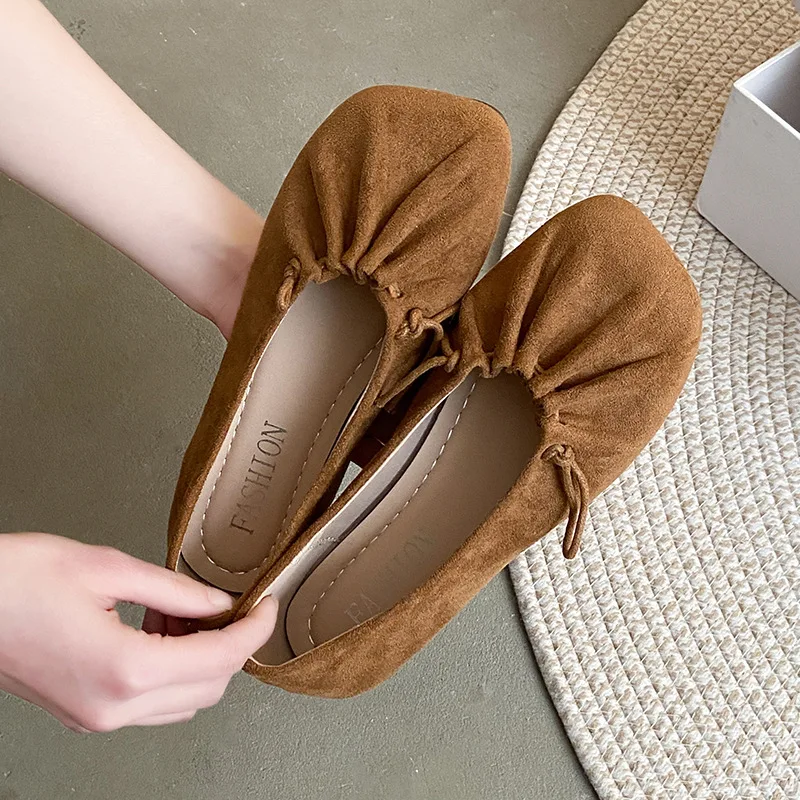 Neue Frauen Flacher Mund Boot Schuh Slip-on Runde Kappe Weiche Alle-Spiel Casual Weibliche Turnschuhe Wohnungen Slip auf Frühling Kleid Mokassin
