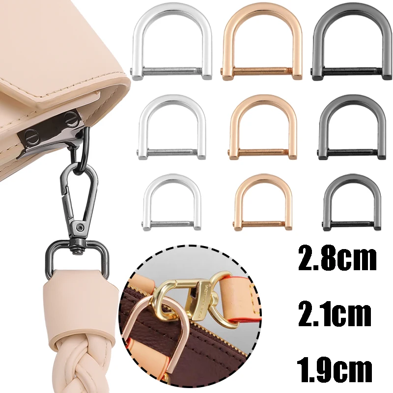 1Pc Metal D Ring Buckle DIY Open Screw Bag Strap Hang Hook Handbag Belt Shoulder Buckles Keyring Connection Accessories