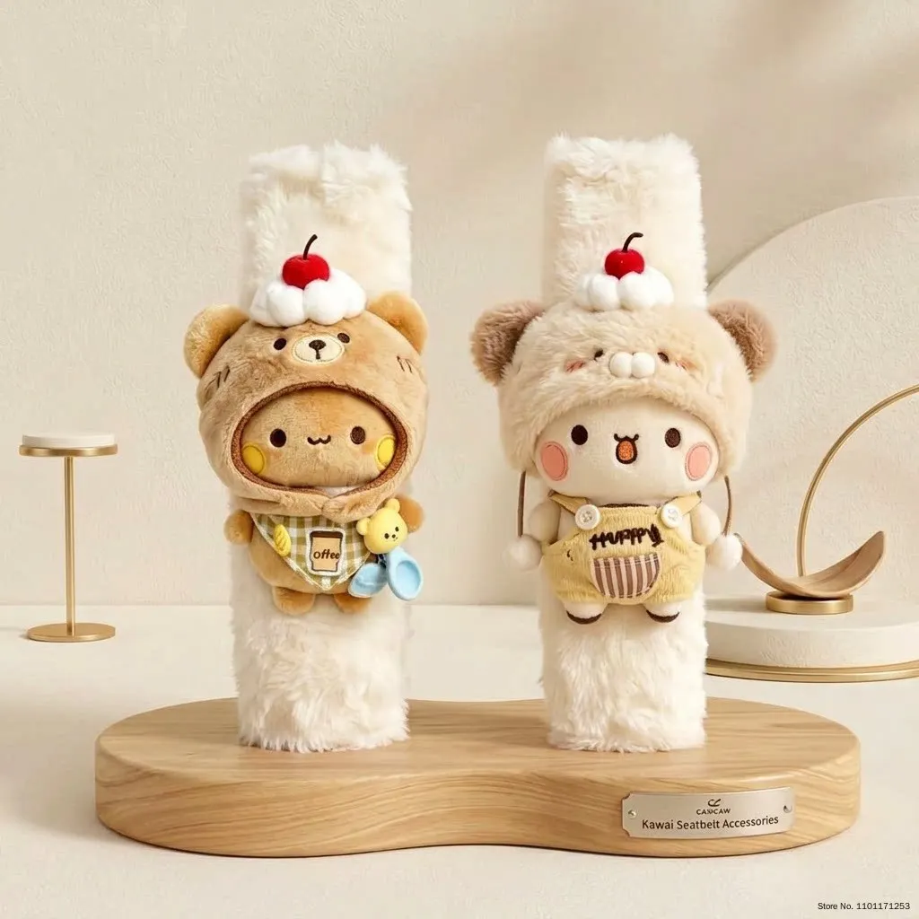 Cartoon Panda Bubu und Yier Plüsch-Schulterpolster, Niedlicher Panda Bubu und Dudu Autositzgurt-Bezug, Plüschpuppe als Dekoratives Festgeschenk – Detail 2