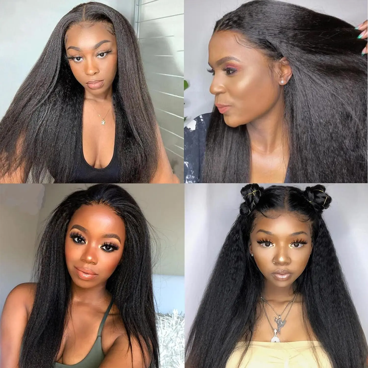 Extensions de cheveux crépus lisses pour femmes, 40 pièces, tête complète, vrais cheveux humains, trame cutanée noire sans couture, 50G, 100G par paquet