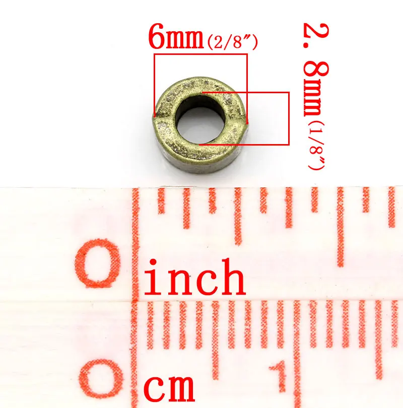 25pcs Vintage Zinc Alloy Spacer Beads Round Antique Bronze Color For Women DIY Making Bracelets Jewelry Findings About 6mm x 3mm