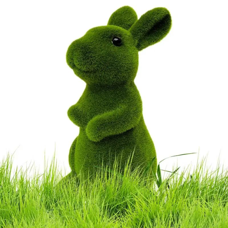 Moss Bunny Easter Spring Decor Green Turf Grass Easter Bunny Plush Decor Statue Festival Garden Yard Moss Artificial Turf Grass