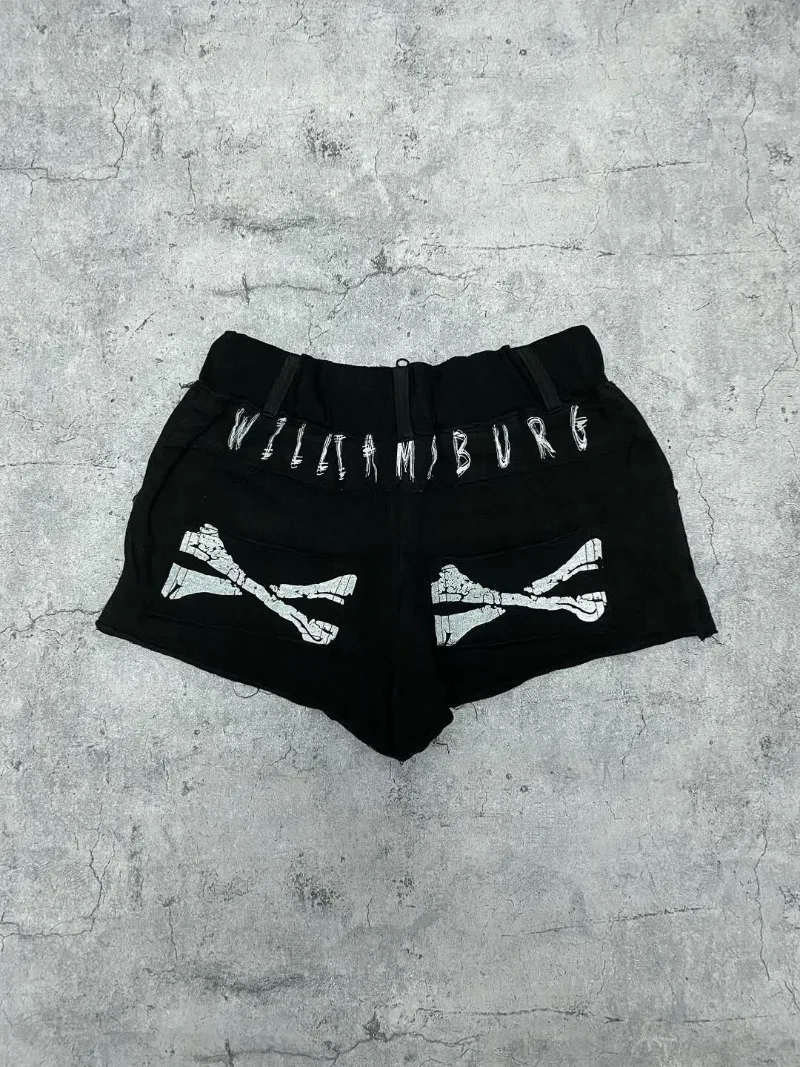 

Kimotimo Harajuku Vintage Skull Letter Print Shorts Women Summer Sexy Spicy Girl High Waist Short Pants Punk Goth Y2k Streetwear