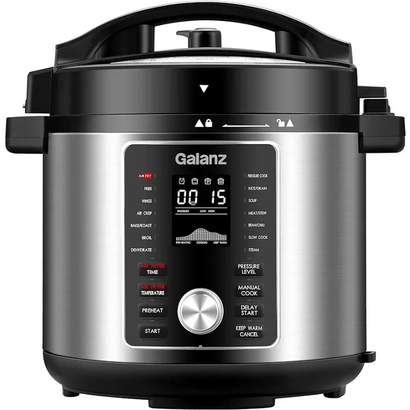 

Galanz 12-in-1 Electric Pressure Cooker & Air Fryer with 12 Preset Programs Including Slow Cook, AirFry, Dehydrate, Rice, Grill