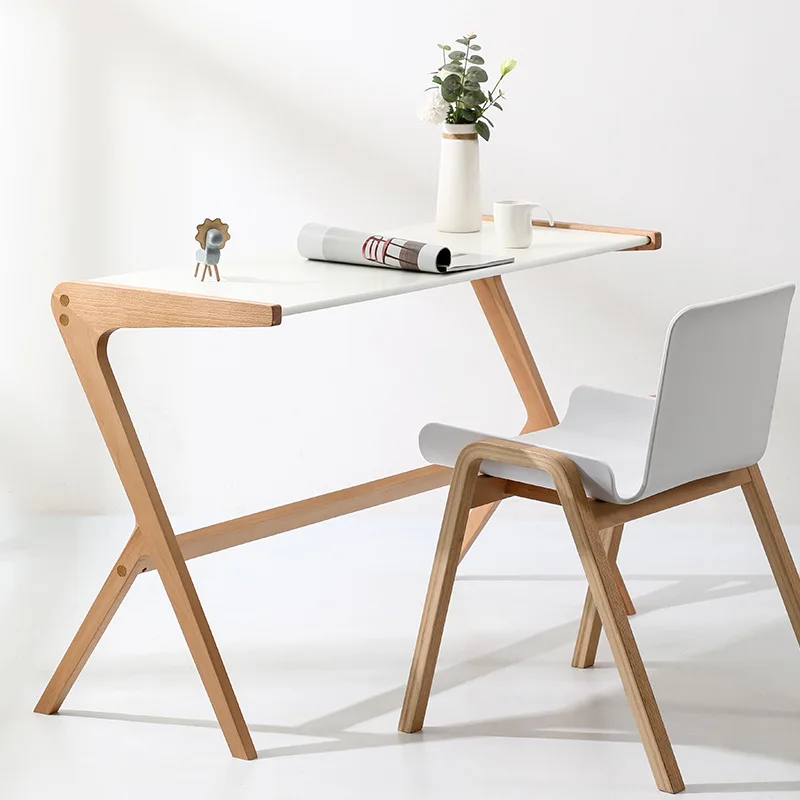 Nordic Study Solid Wood Desk Modern Simple Small Apartment Desk Household Japanese Minimalist Wall Study Long Table