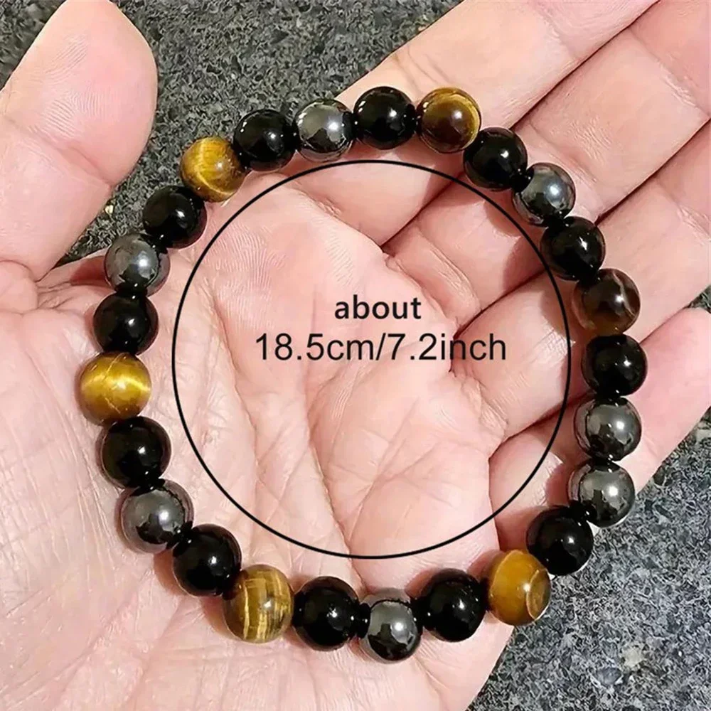 الحجر الطبيعي سوار النساء الرجال حسن الحظ المال صحي الأخضر الملكيت النمور العين الخرز أساور هدايا عيد الميلاد أبي من الابن