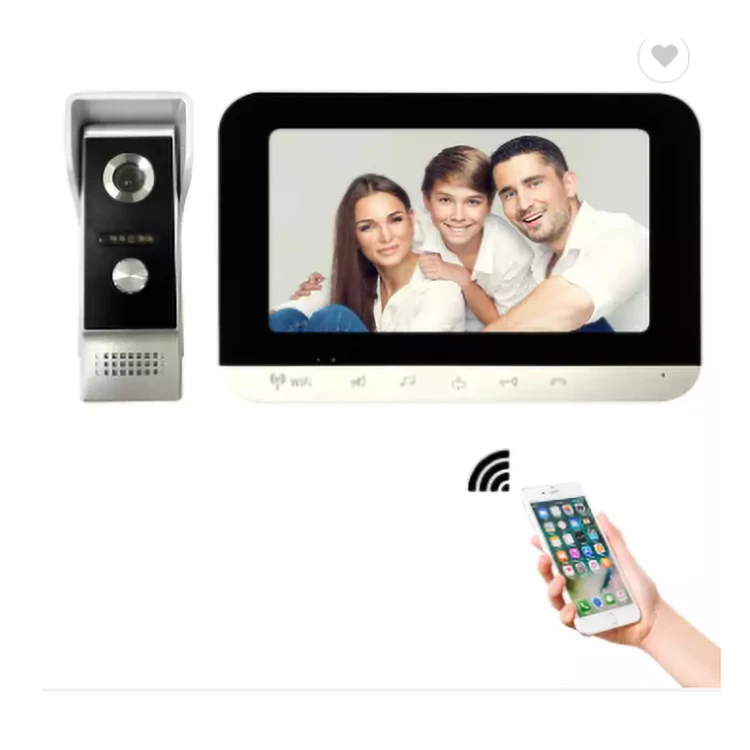 WIFI 4 Wire Sensor Button Visual Interphone System Wired Video Intercom with Door Bell