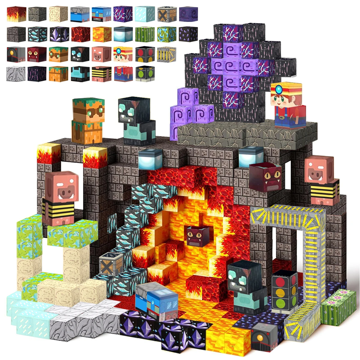 ألعاب مكعبات البناء المغناطيسية-سكك الحديدية الشيطانية مع ألعاب البناء المغناطيسية الجذعية هدية حسية للأطفال بنين بنات 90/180/300 قطعة