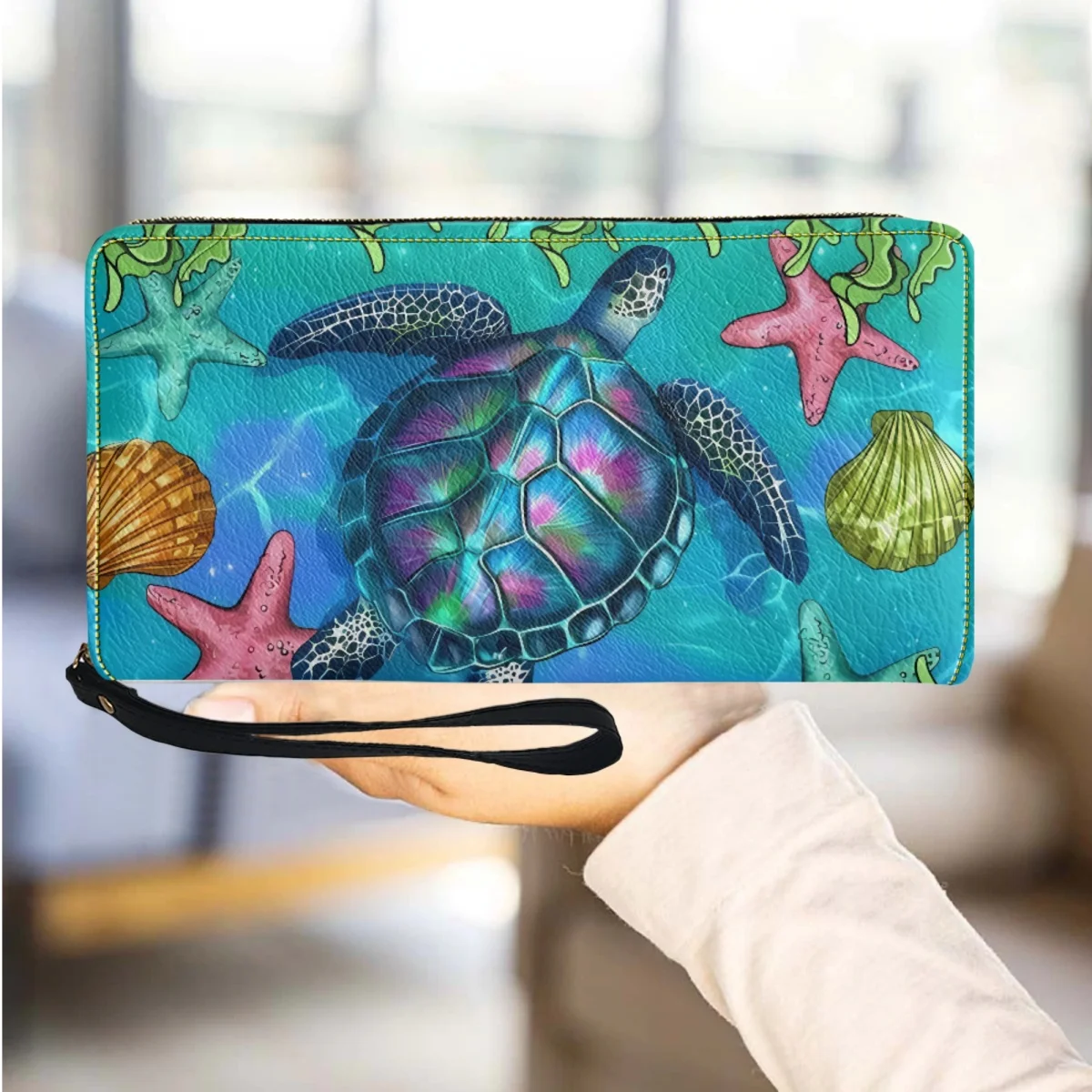 

High Quality Wallet Female Sea Turtle Designer Luxury Long Zipper Wristband Wallet New Fashion Versatile Clutch Card Holder Gift