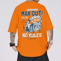 Men's Cotton Orange T-shirt Hot Selling in Summer Trendy Printed Top Angel Wing Shape Fashionable Men's Clothing Sports Shirts