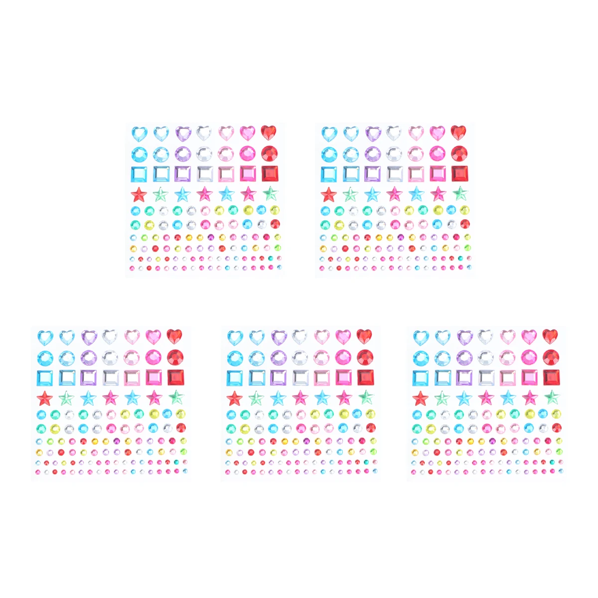 

5 Sheets Crystal Diamond Stickers Bright Colors Multi Shape Gems for Crafts Kids Decoration Self Adhesive Laptop Car Mobile DIY
