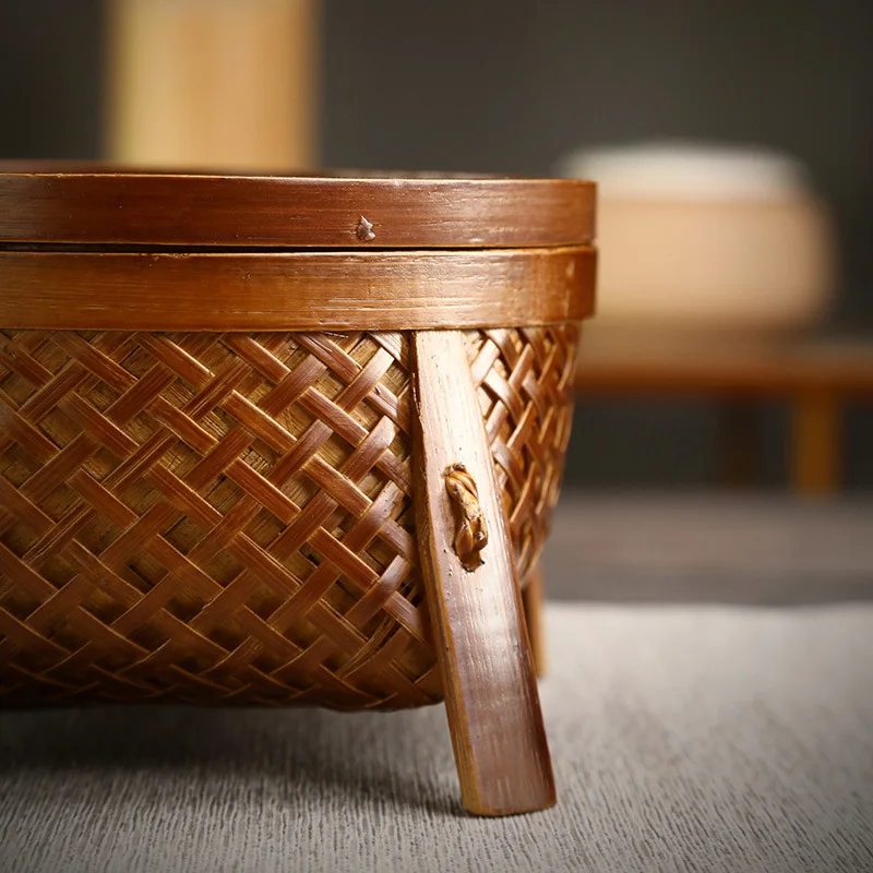 Bamboo Fruit Basket Storage Basket Snack Basket Handmade Bamboo Vintage Tea Tray Bamboo Basket