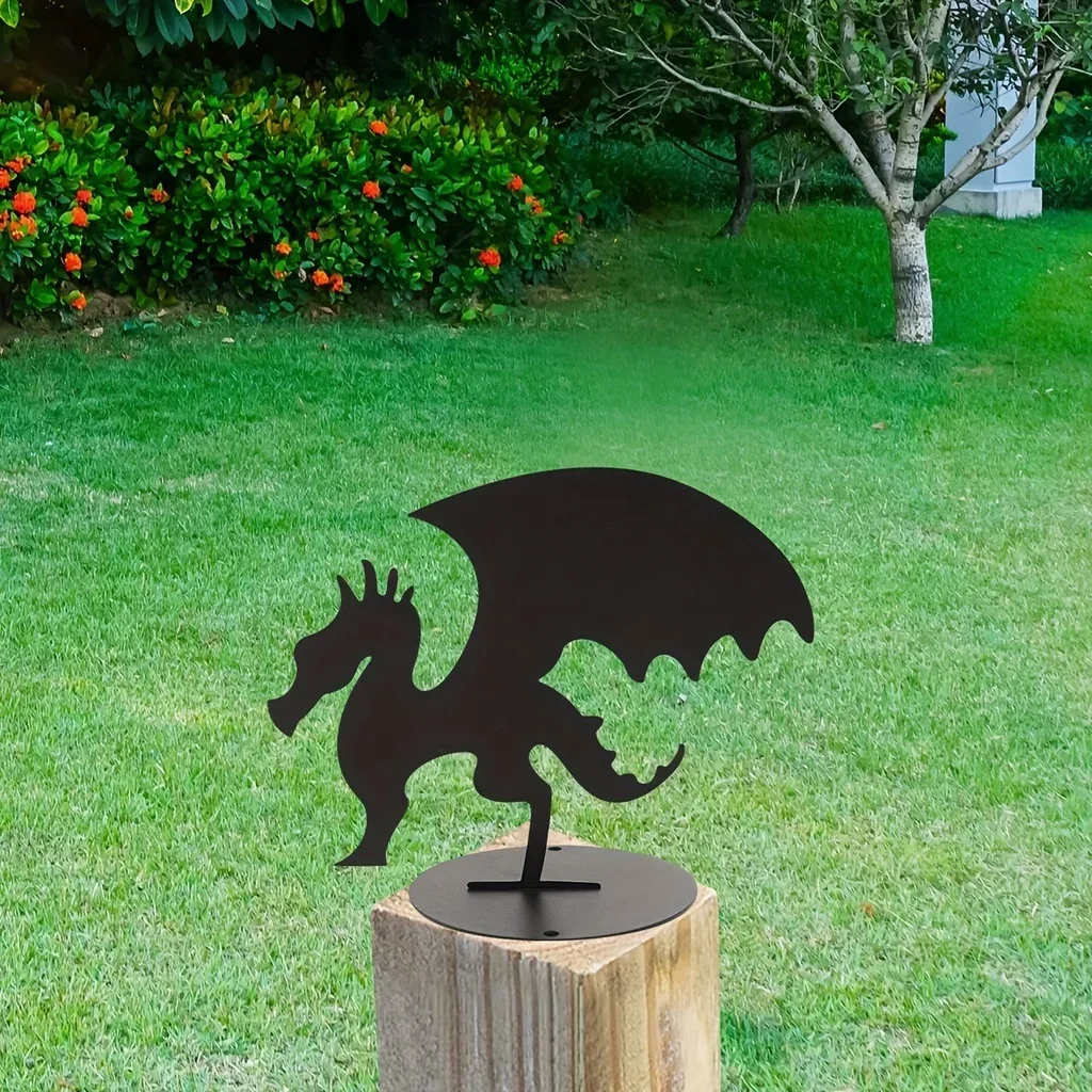 

CIFBUY Decoration Dragon Metal Silhouette Garden Stake for Fence Top Lawn Fall Decor to Your Garden Yard Art Patio Outdoor Deco