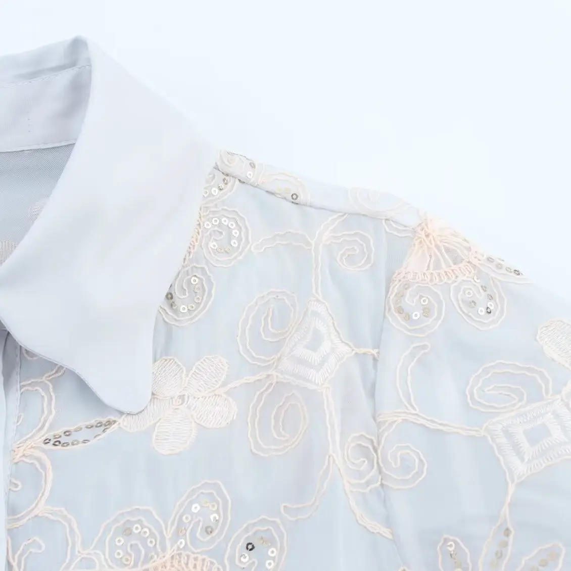 قميص نسائي جديد من JNLEAOG لربيع هذا العام بتصميم عصري وأنيق مع تطريز بالترتر، فضفاض وغير رسمي مصنوع من ألياف البوليستر بأكما...