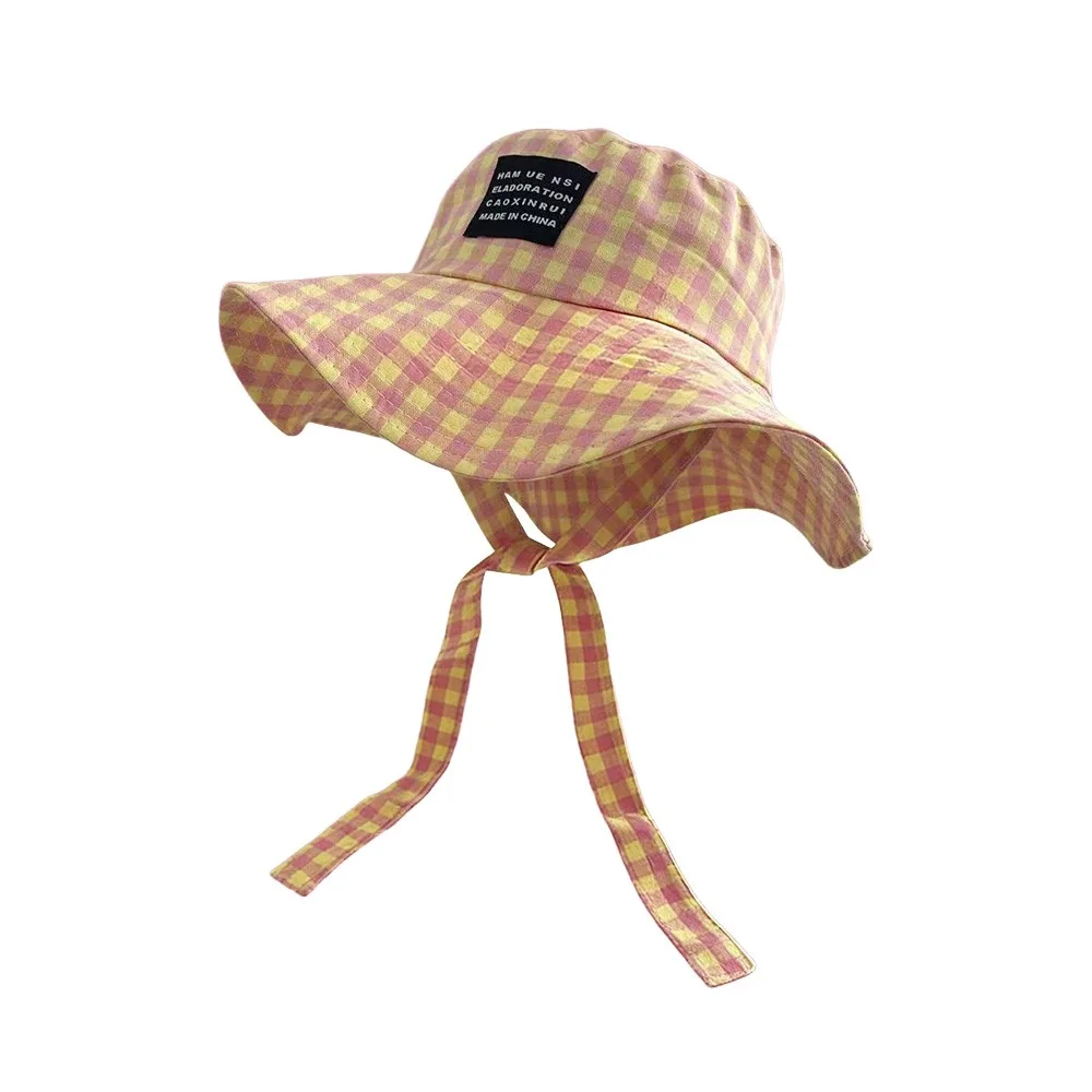 Sommer-Fischerhut Atmungsaktiver Sonnenschutz Retro Karierter Damen-Reisehut Modischer Breiter Rand Wander- und Campinghut mit Visier – Detail 8