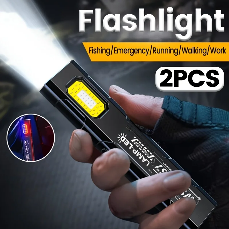 LED COB Flashlight Type C Rechargeable 600LM Portable Mini Torch Pocket Lantern Flood Work Light With Magnet For Emergency