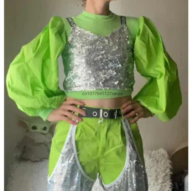 Vêtements de danse de rue pour enfants, spectacle de paillettes pour filles, vêtements tendance, mode, personnalité pour enfants, piste de mode