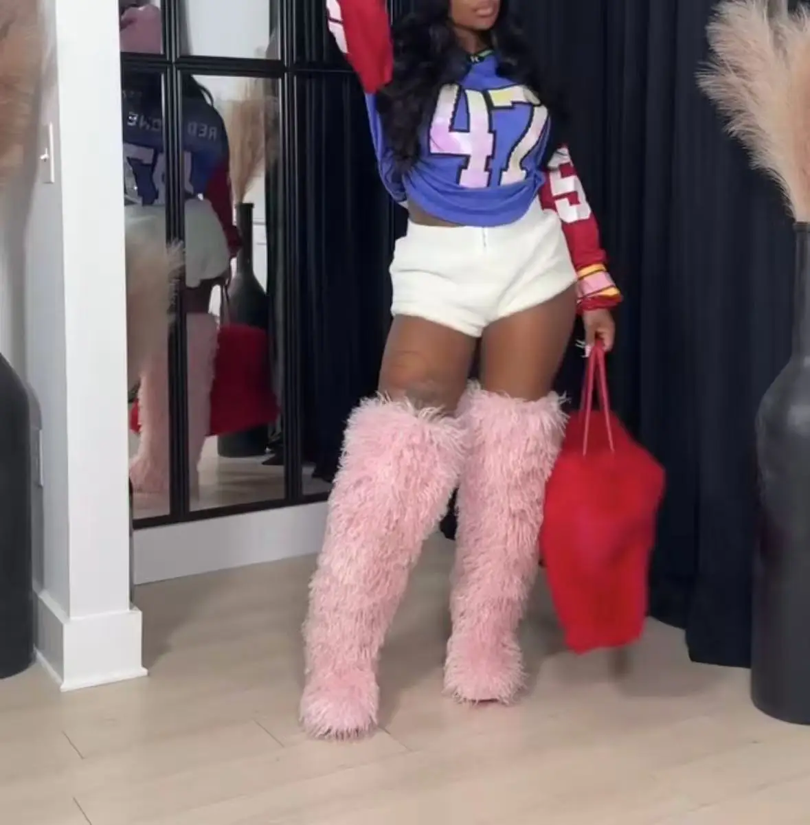 

Women's Thigh High Mongolian Boots High Boots Winter New Faux Fur Snow Boots Women's Boots Leg Warm Boots Non-Slip Soles