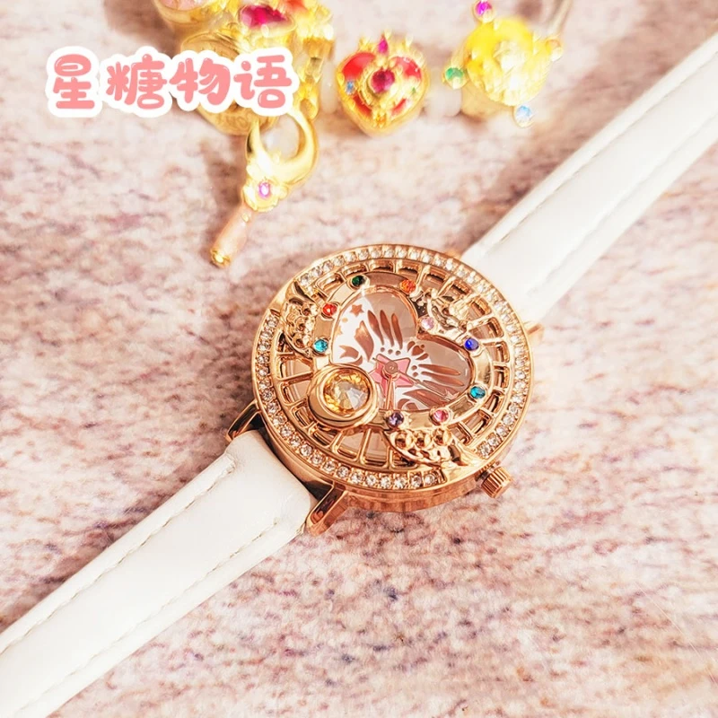 

Anime Sailor Quartz Watches Moon Flip Wristwatch Cosplay Props Xmas Birthday Gifts for Women And Girls
