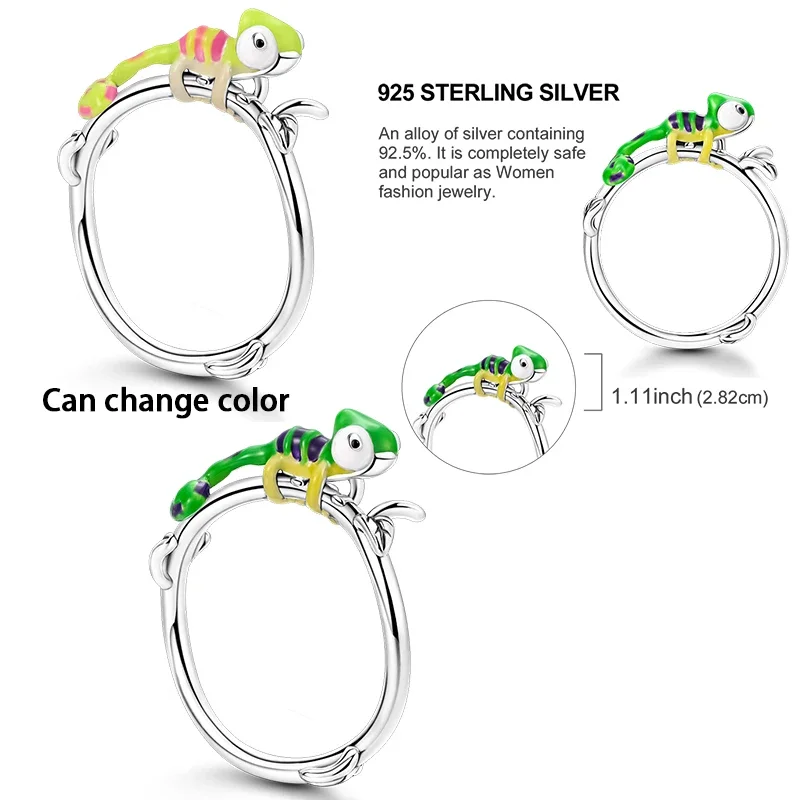 925 Sterling Silver Rotating Windmill Cherry Blossom Ring Can Glow Change Color Firefly Chameleon Ring for Women Wedding Jewelry