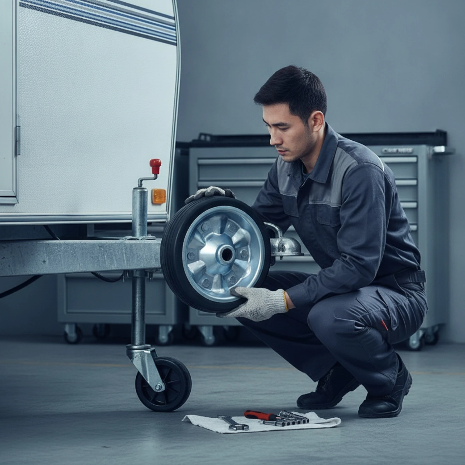 Roue de remplacement pour cric de remorque, robuste, installation facile, compacte, pour mécaniciens, entretien routier