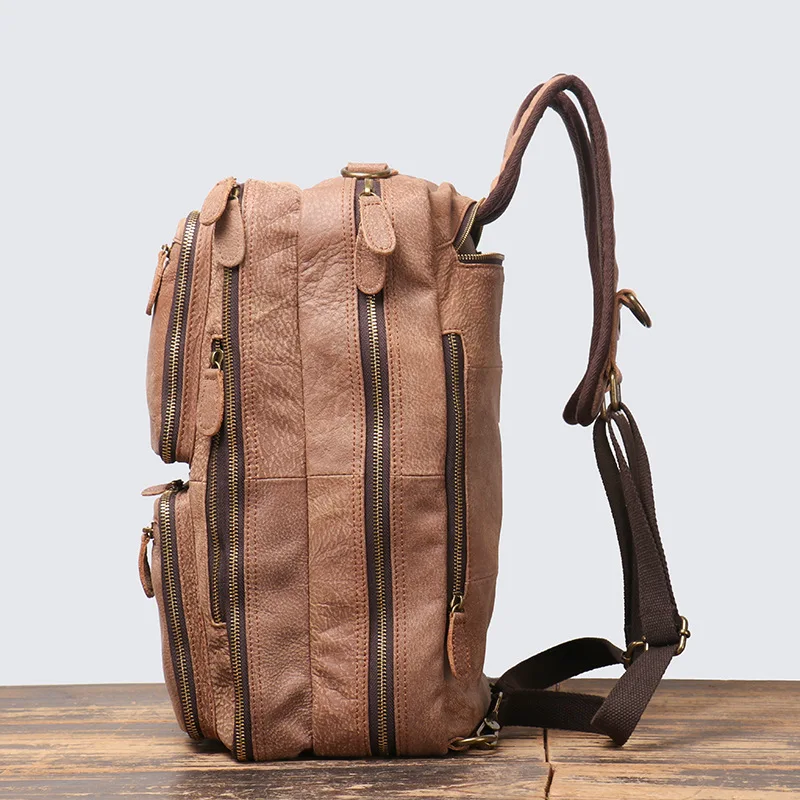 

New Design Luxury 14“ Computer Backpack Waterproof Leather Men's Handbag Travel Rucksack Travel Bag Shoulder Cross Bag Schoolbag