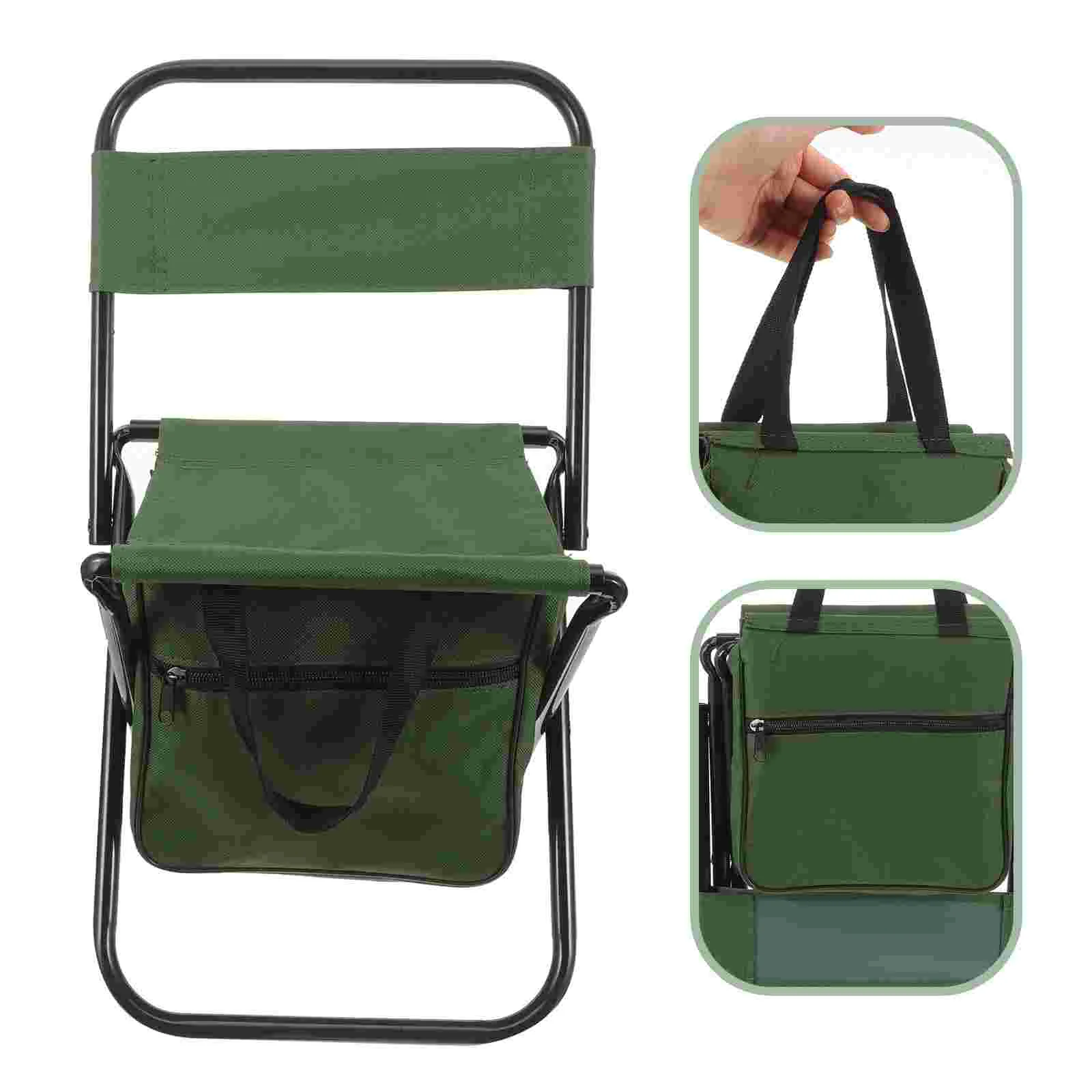 Outdoor Folding Chair Storage Bag Stool Backrest Green Table and Chairs Barbecue Foldable Portable Camping Tables