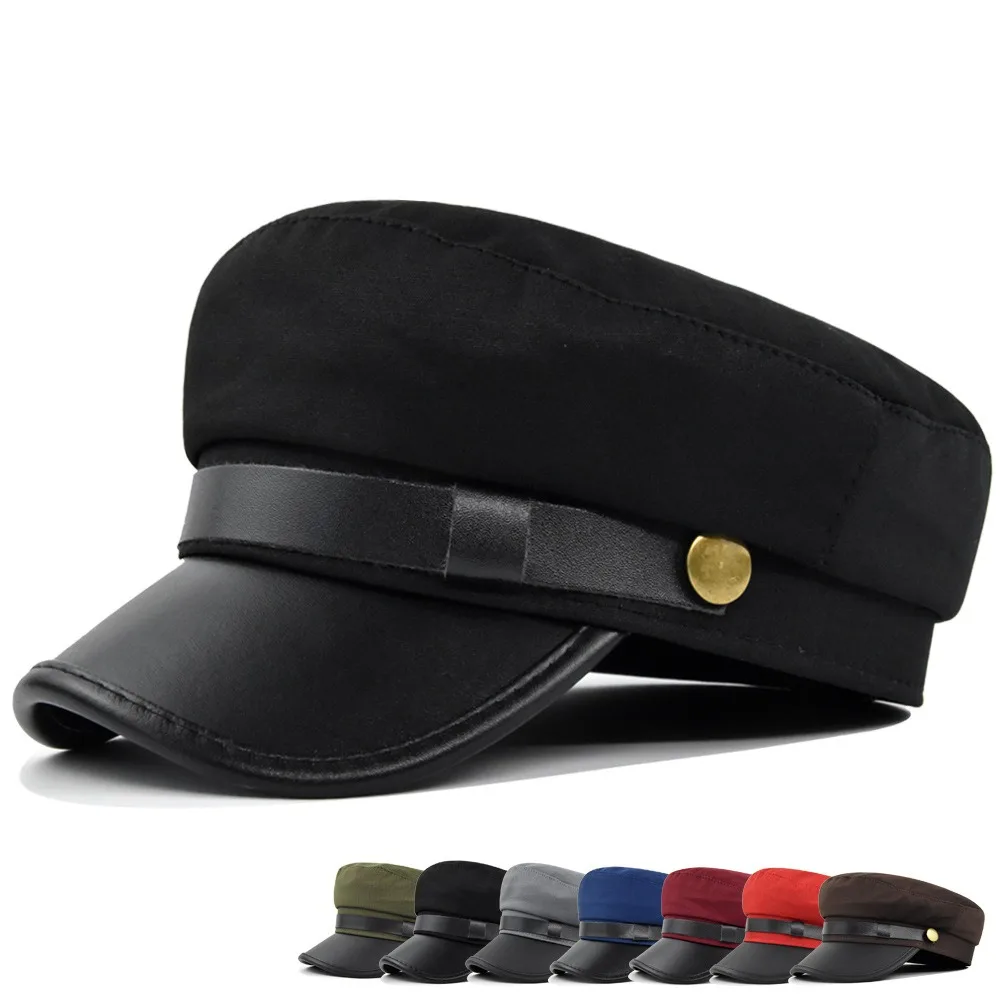 Flache Kappe Vintage Marine Kappe Britischen Stil Flache Top Hut Baskenmütze Hüte Maler Kappe Ente Zunge Kappe Herbst Winter Hut Frauen Männer