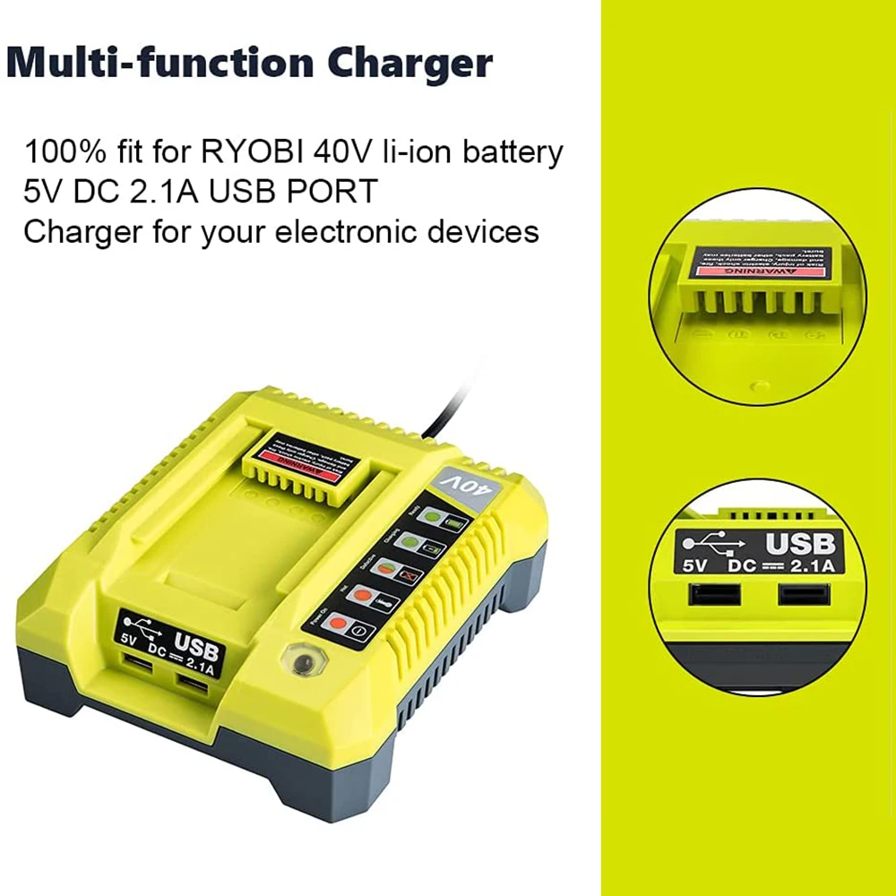 OP401 Replacement Charger Compatible with Lithium-Ion Ryobi 40 Volt Battery Charger OP4015 OP4026 OP4026A OP4030 OP4040 OP4050