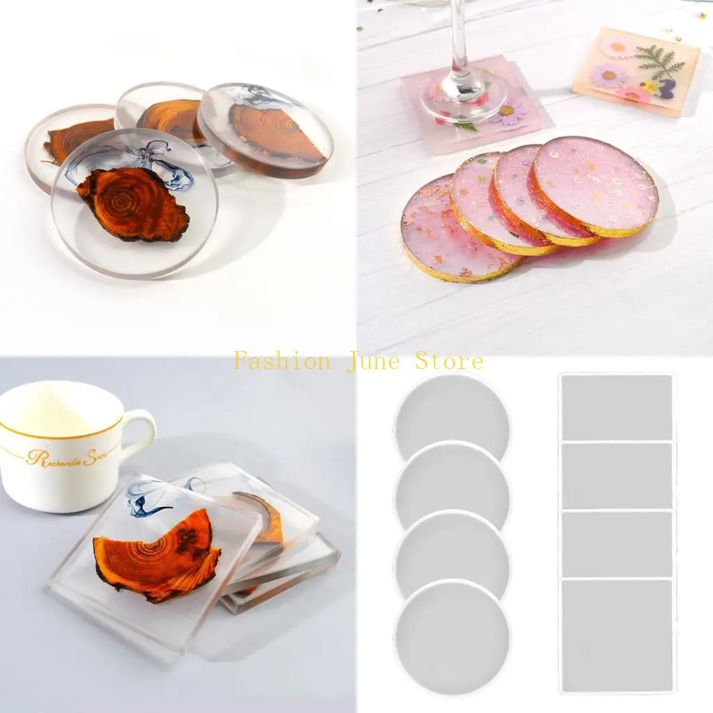 N5KA Square/Round Epoxy Casting Mold Resin Molds Silicone Cups Mats Mould