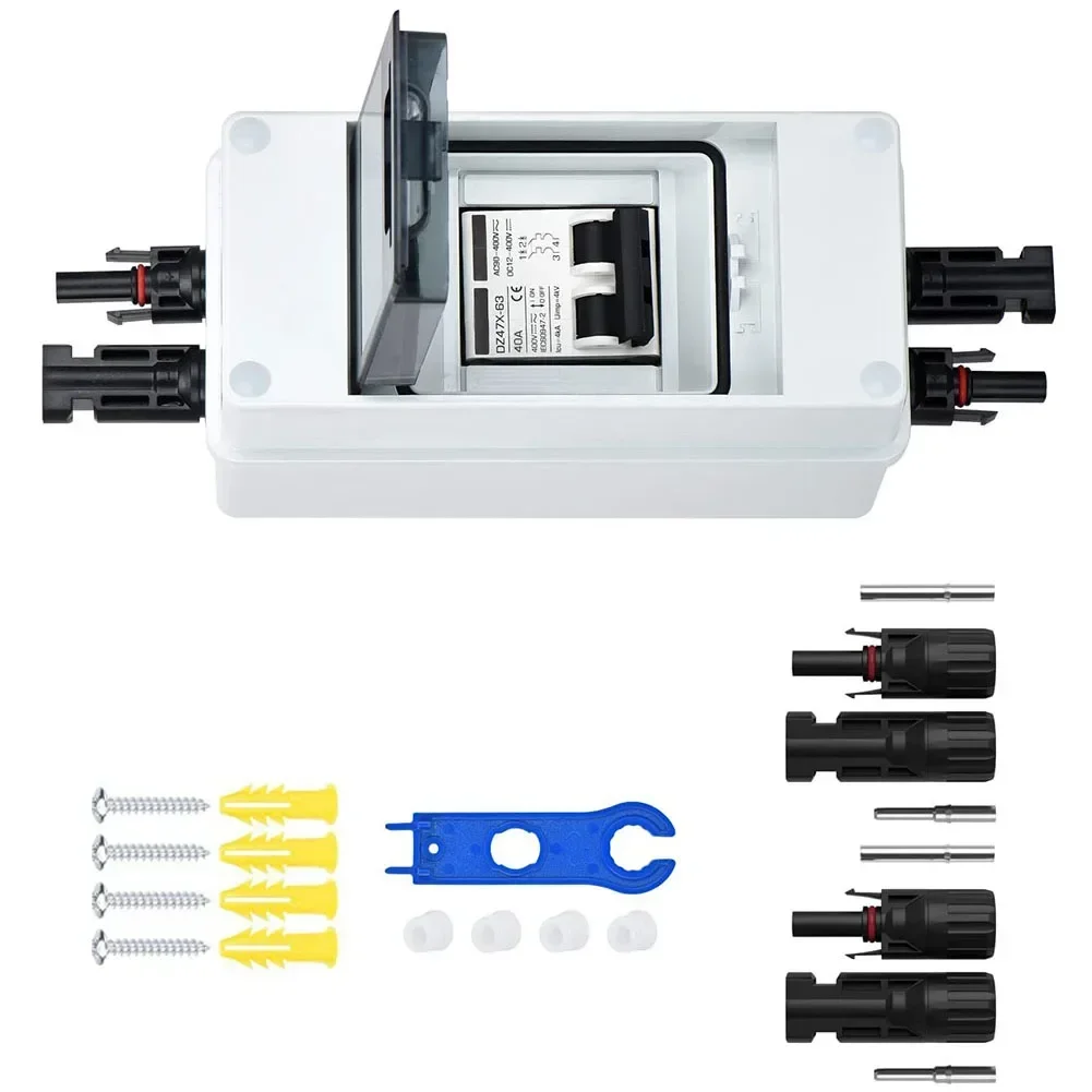 Easy Installation DC Isolator Switch for Solar Panel Circuit 40A IP65 Waterproof with MC Connectors and Waterproof Cap