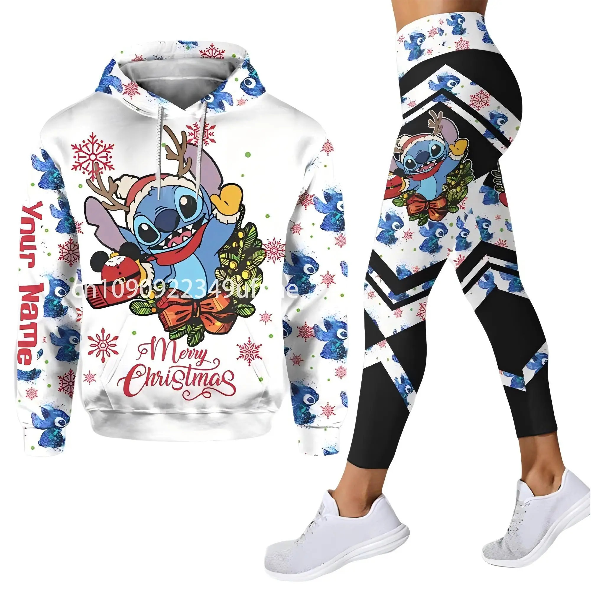 Personalized Disney Mickey Mouse Minnie 3D Women's Hoodie and Leggings Suit Minnie Yoga Pants Sweatpants Fashion Sports Suit Set