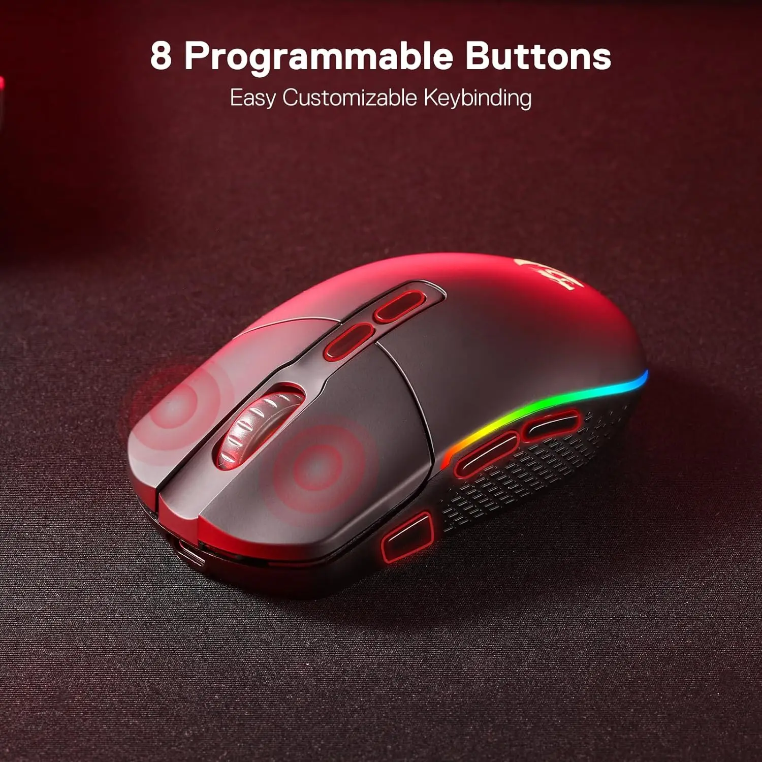 Imagem -04 - Pro Mouse Óptico sem Fio para Jogos Botões Programáveis Rgb 10.000 Dpi Computador pc Ergonômico Redragon-m719